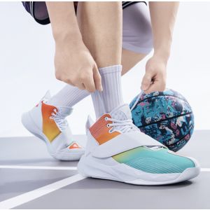 Peak Speed Actual Basketball Shoes - White/Green/Orange 