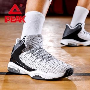 Peak Air Cushion Men's Low Basketball Shoes - White/Black