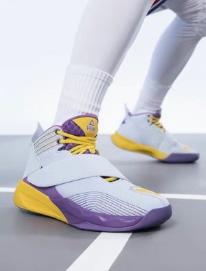 Peak Speed Actual Basketball Shoes - White/Purple/Gold